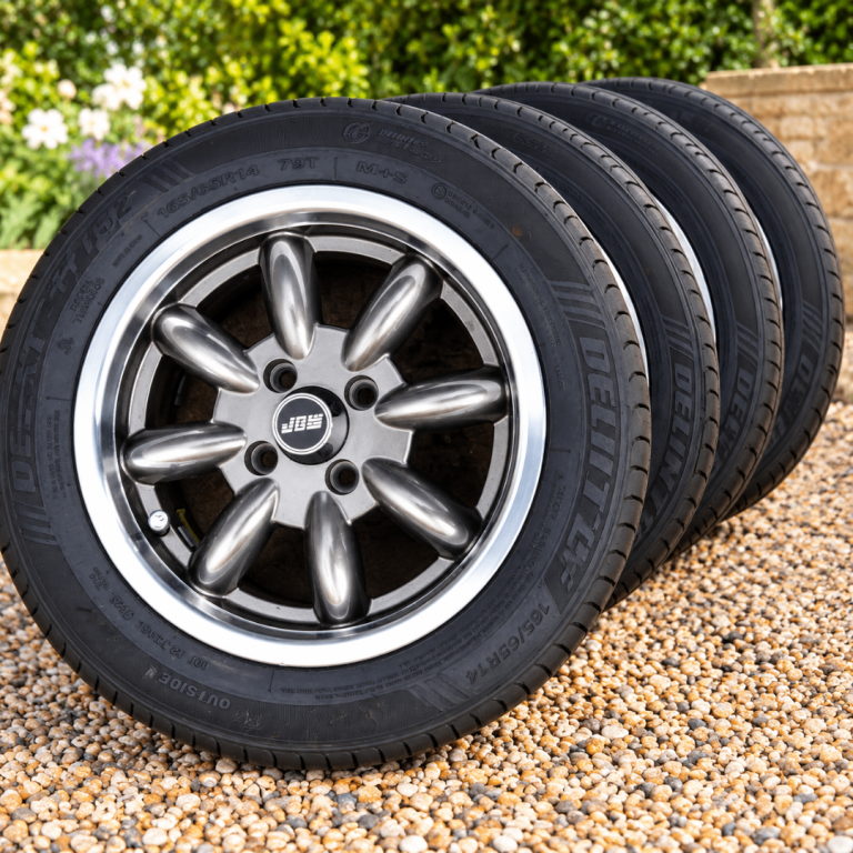 FOUR NEW JBW 14 INCH ALLOY WHEELS WITH DELINTE TYRES