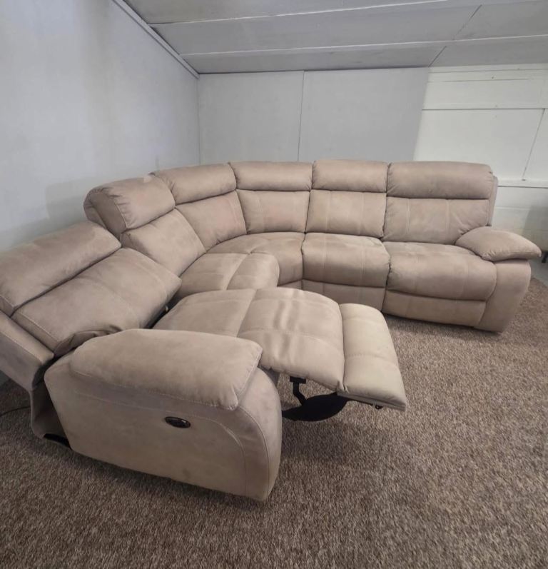 Furniture village Morento Suede BEIGE corner recliner sofa DELIVERY AVAILABLE 