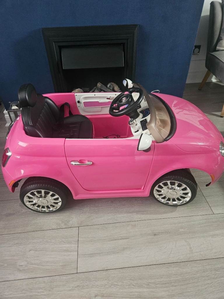 Pink fiat 500 electric ride on car 