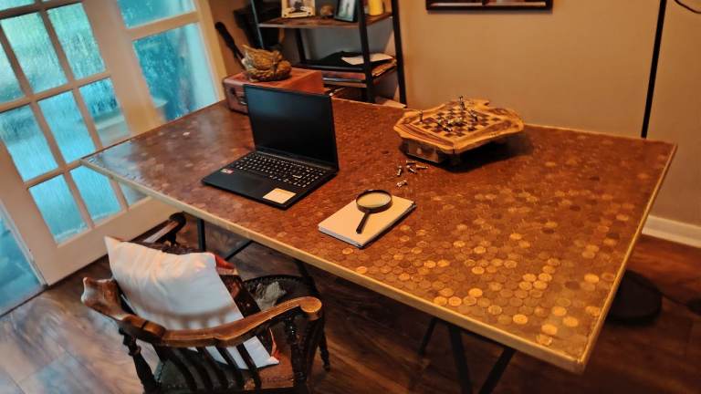 Copper coin table