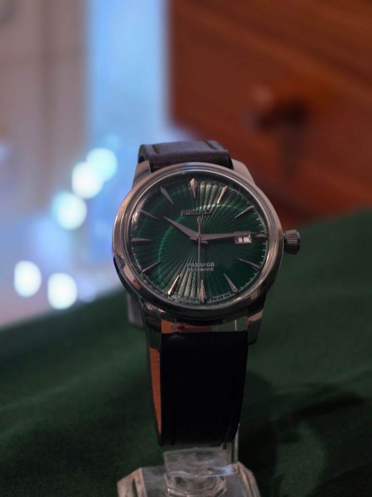 Green pressage automatic seiko watch 