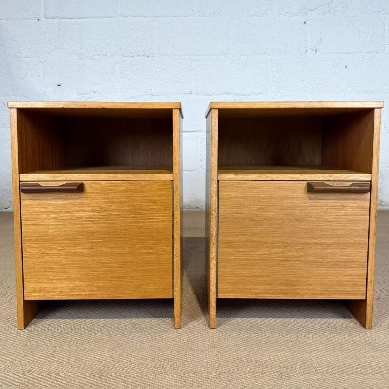 Avalon Teak Bedside Tables Pair Mid-Century Cabinets Nightstands Vintage Storage