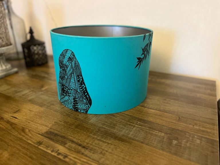 Unusual Stunning Turquoise Black Gorilla Print Lampshade