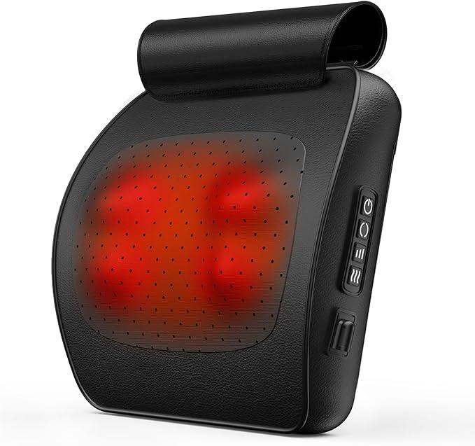 Back Massager, Neck Massager with Heat, Deep Tissue 3D Kneading Shiatsu Massage Pillow for Body