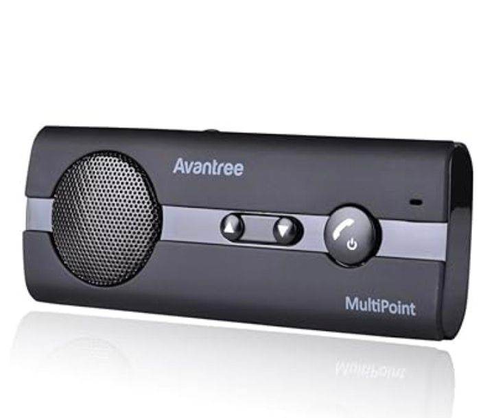 Avantree Bluetooth Car Kit, Multipoint Hands-Free Visor Speakerphone for iPhone, Samsung Smartphones