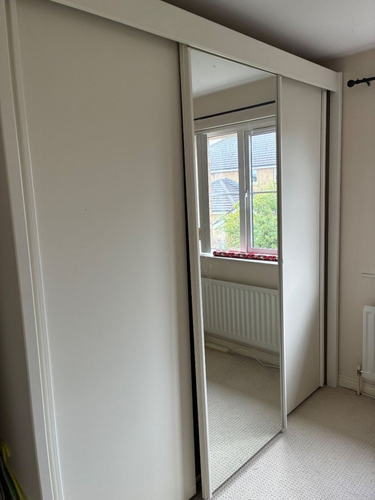 Large triple sliding wardrobe white