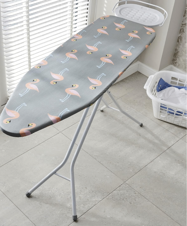 Large Ironing Board – Silver / Pink Flamingo Design (114 x 36.5cm, Practically New)