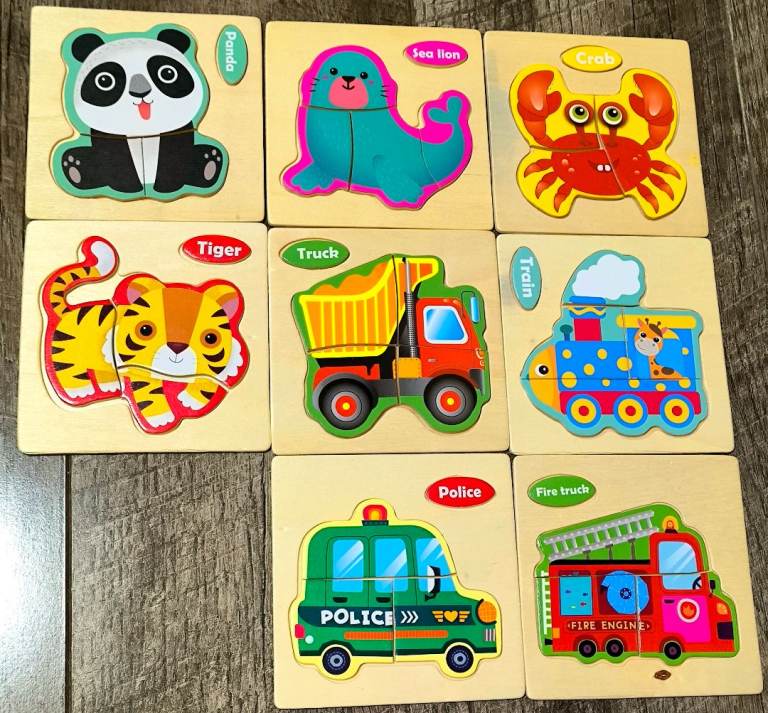 Wooden Animal Vehicle Car Jigsaw Puzzle Educational Toy for Toodlers Beginner