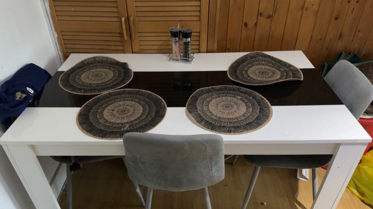 Wooden dining table and 3 chairs 