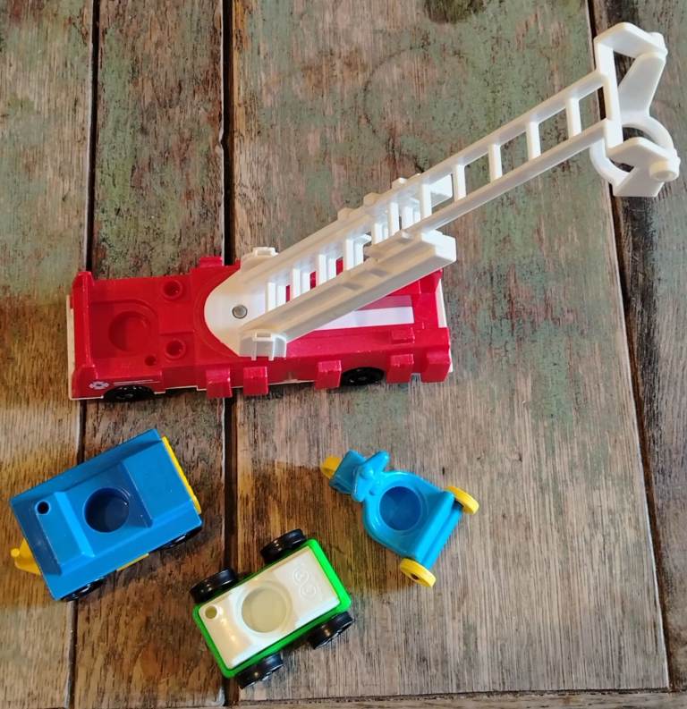 Vintage Fisher Price - Quaker Oats collectable fire truck, Tricycle and cars
