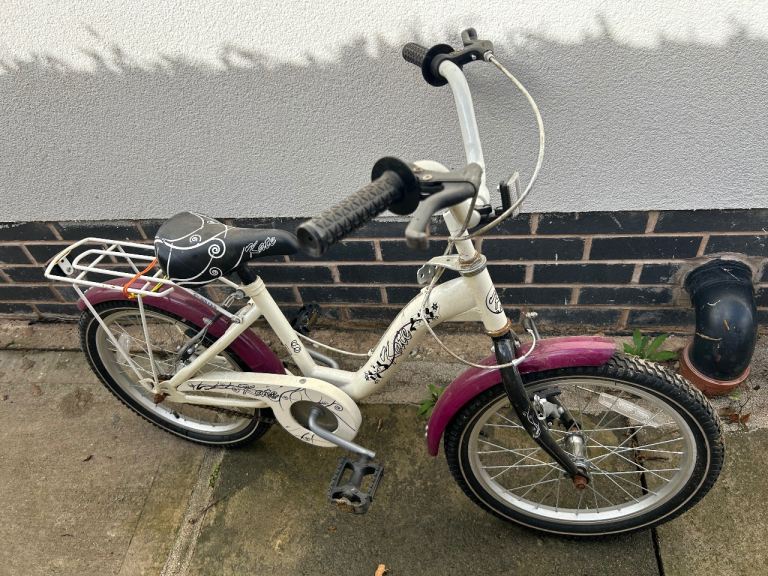 Kids Bike White and Purple with Rear Rack – Good Condition