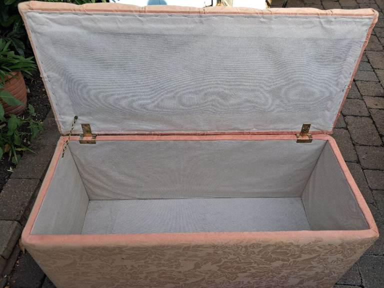 Pink Upholstered Storage Chest/Ottoman – Fair Condition