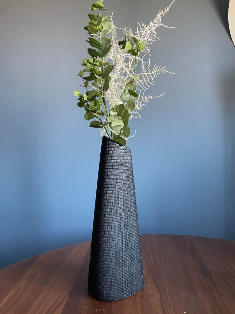 CIMC Home Black Textured Slanted Vase 40cm Tall – Used Good