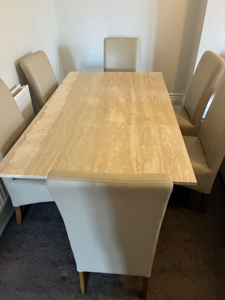 Marble table & 6 Chairs