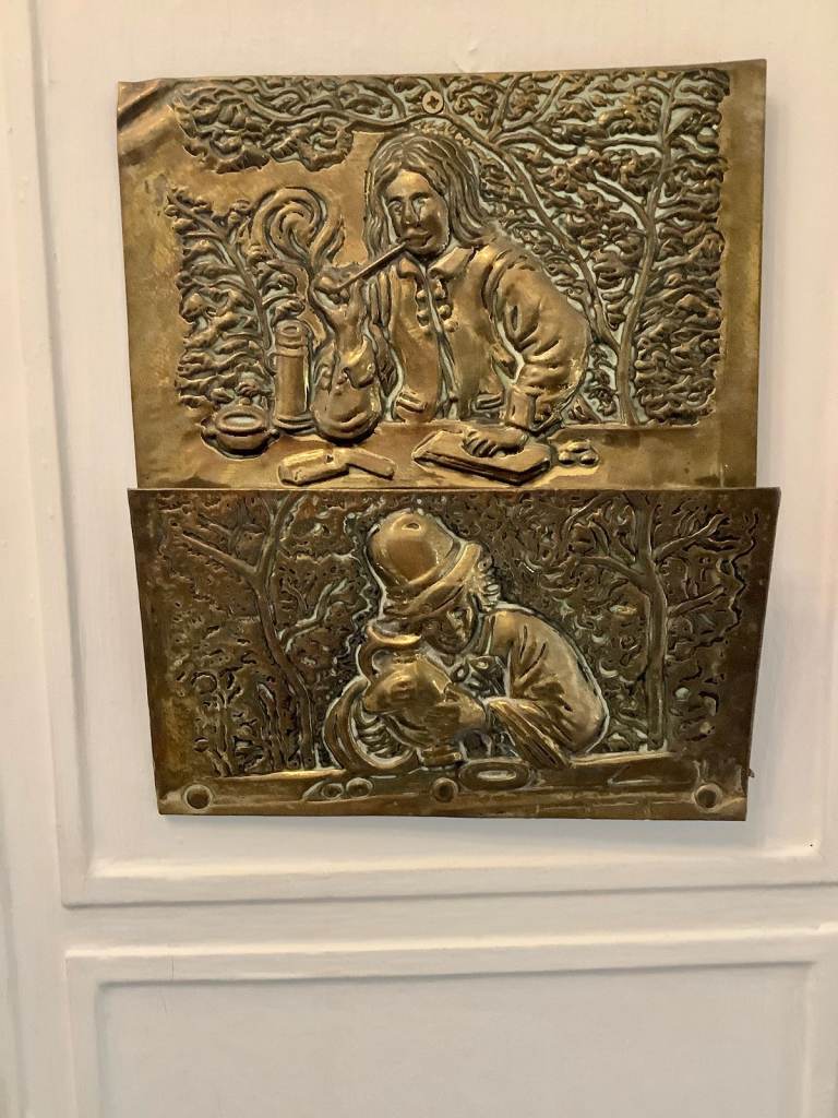 image for Vintage Brass Wall-Mounted Letter Holder – Scribes Scene Design