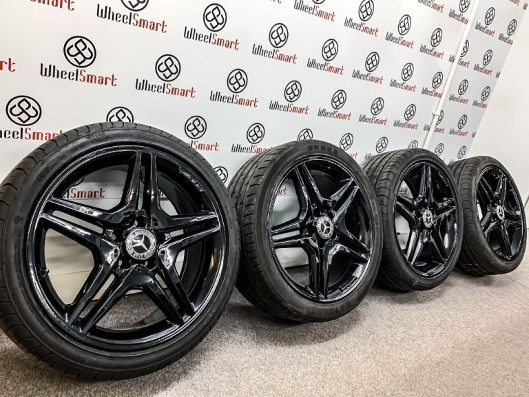 GENUINE 18"MERCEDES A CLASS CLA AMG ALLOY WHEELS & TYRES - 5 x 112 - GLOSS BLACK