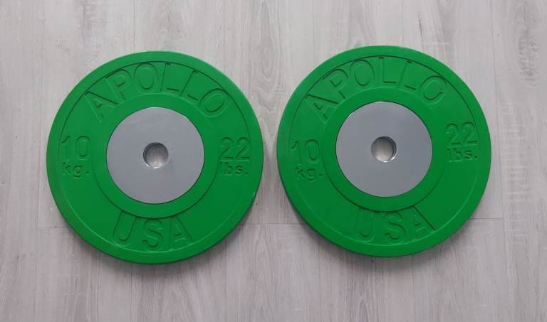 2x 10kg apollo competition calibrated olympic bumper weight plates *IMMACULATE* 