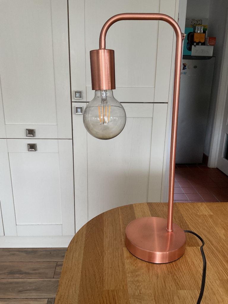 Copper Industrial Style Table Lamp – Good Condition