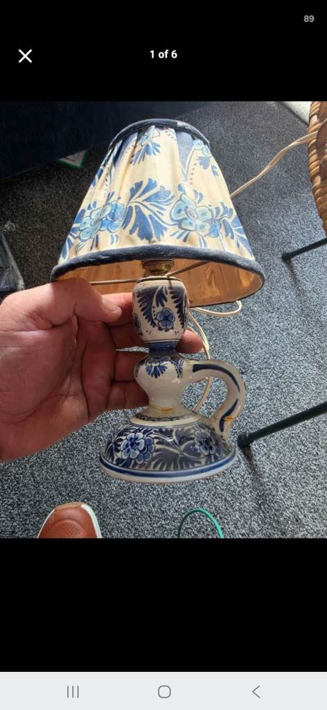 Charming Delft Ceramic Table Lamp with Floral Shade
