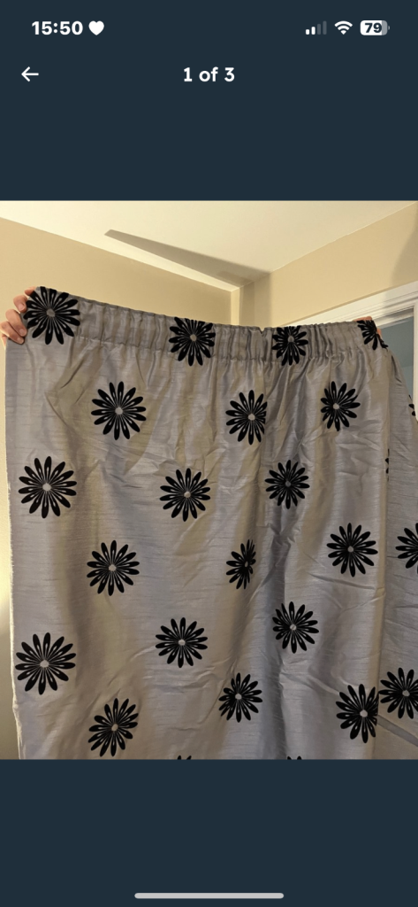 Grey and black curtains