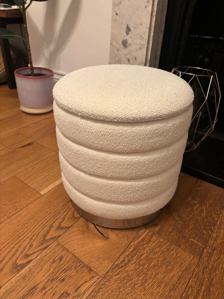 Boucle Fabric Storage stool-Home Source