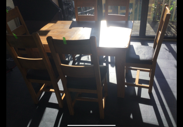 Extendable Solid Wood Dining Table 6 Chairs