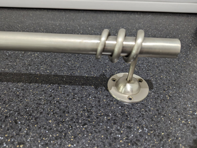 GREY METAL TOWEL RAIL 72.5cm L x 6.5cm D x 11cm H HANGING SPACE 53cm L