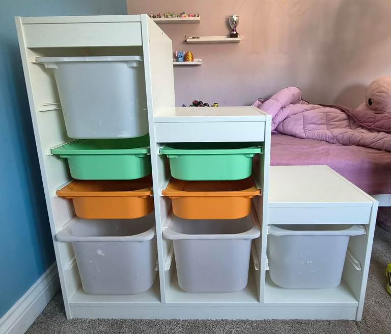 IKEA TROFAST Storage Unit with Boxes – White, Good Condition