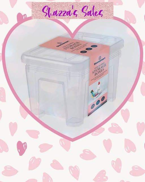 Pack of 4 Stackable Storage Boxes with Lids