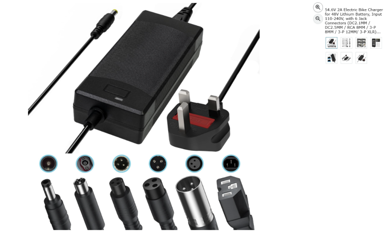 54.6V 2A Electric Bike Charger for 48V Battery, 110-240V, 6 Jacks|| Brand new 50% off price 