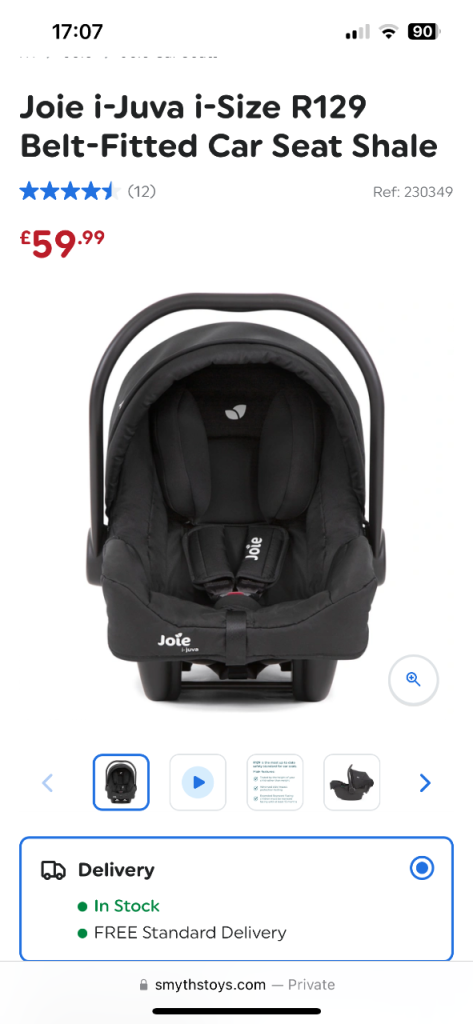 Baby 👶🏼 Infant Car Seat 0-12 Months Joie