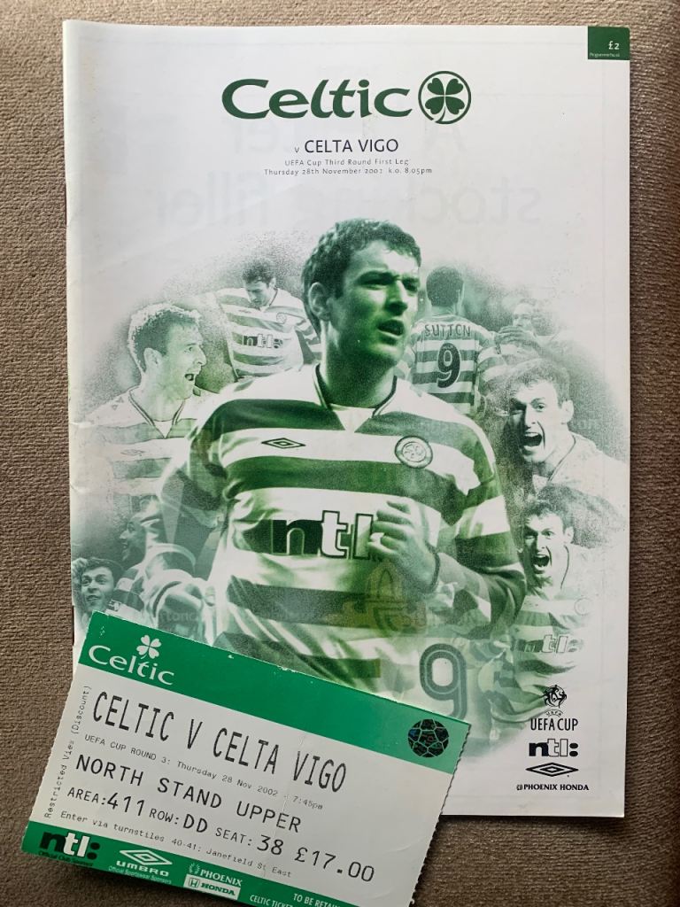 Celtic v Celta Vigo Football Programme & Ticket