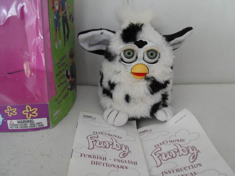 Tiger Electronics Original 1998 Furby White with Black Spots