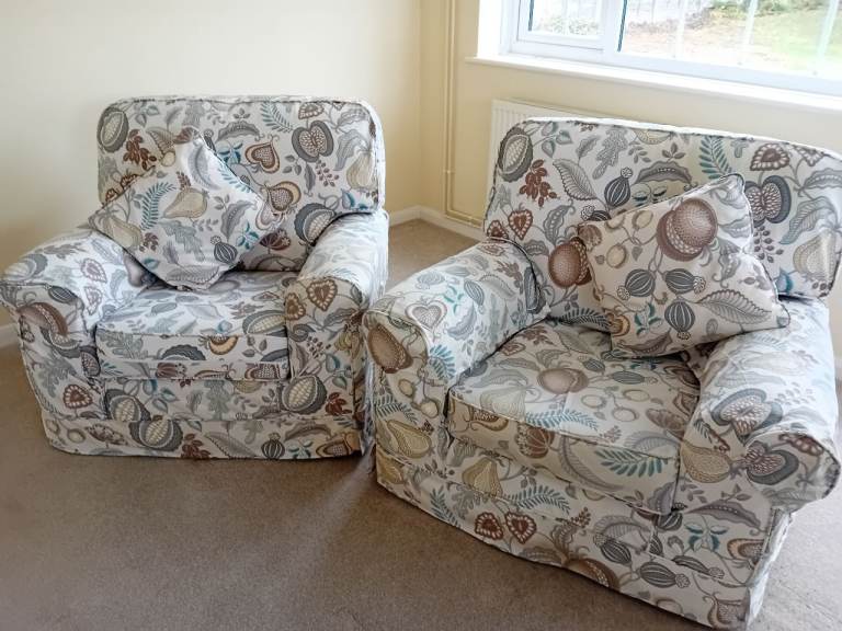 2 x big floral armchairs 