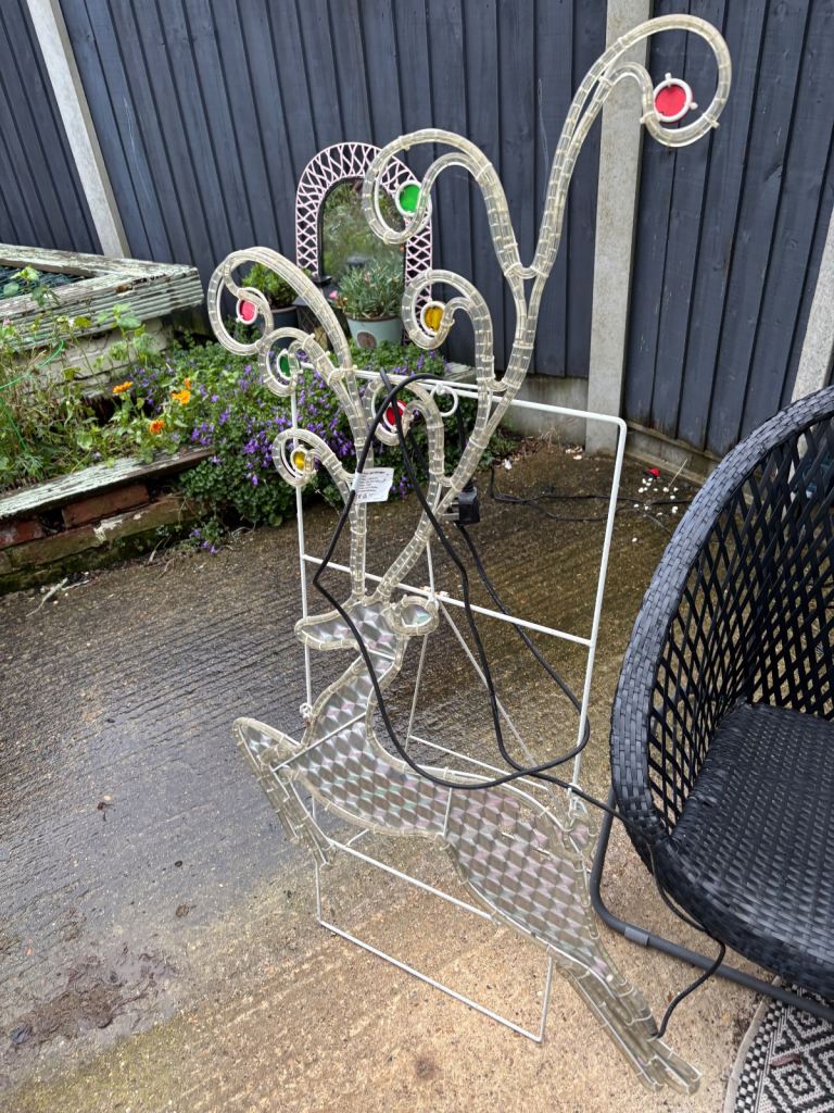 FREE reindeer outdoor Christmas Xmas light frame (not fully working)