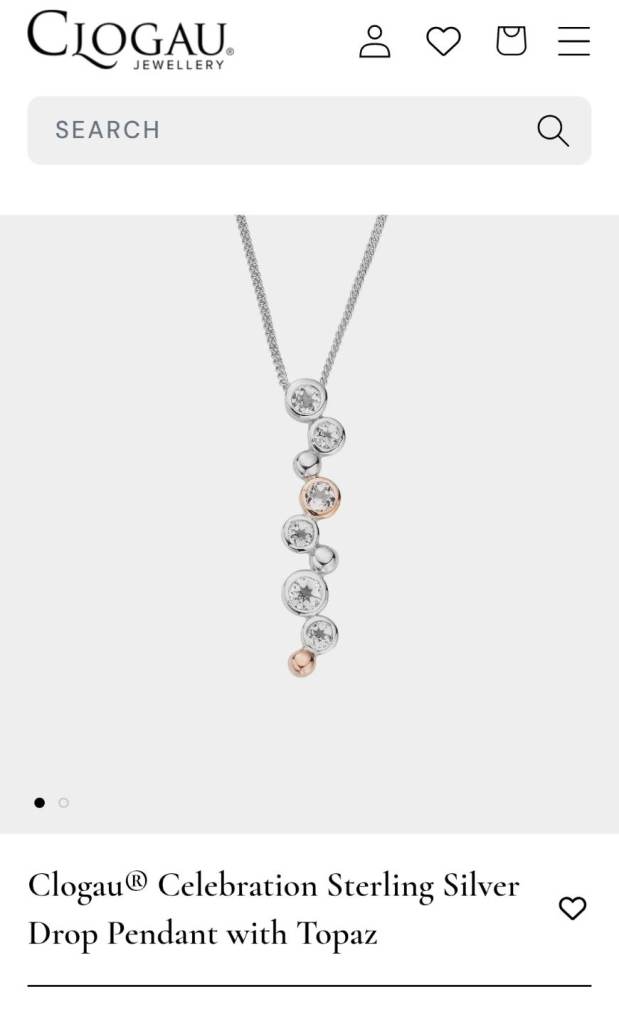 Clogau Celebration Sterling Silver Drop Pendant with Topaz