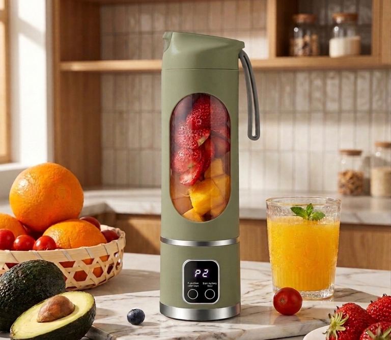 HS-860 Smart Portable Blender | Ice-Crushing Mini Fruit Juicer with LED Display & Fast USB-C Charge