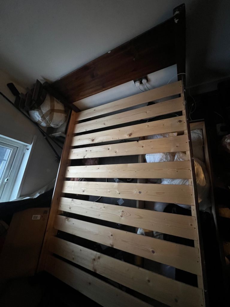 Wood Double Bed frame with large deep storage draw 