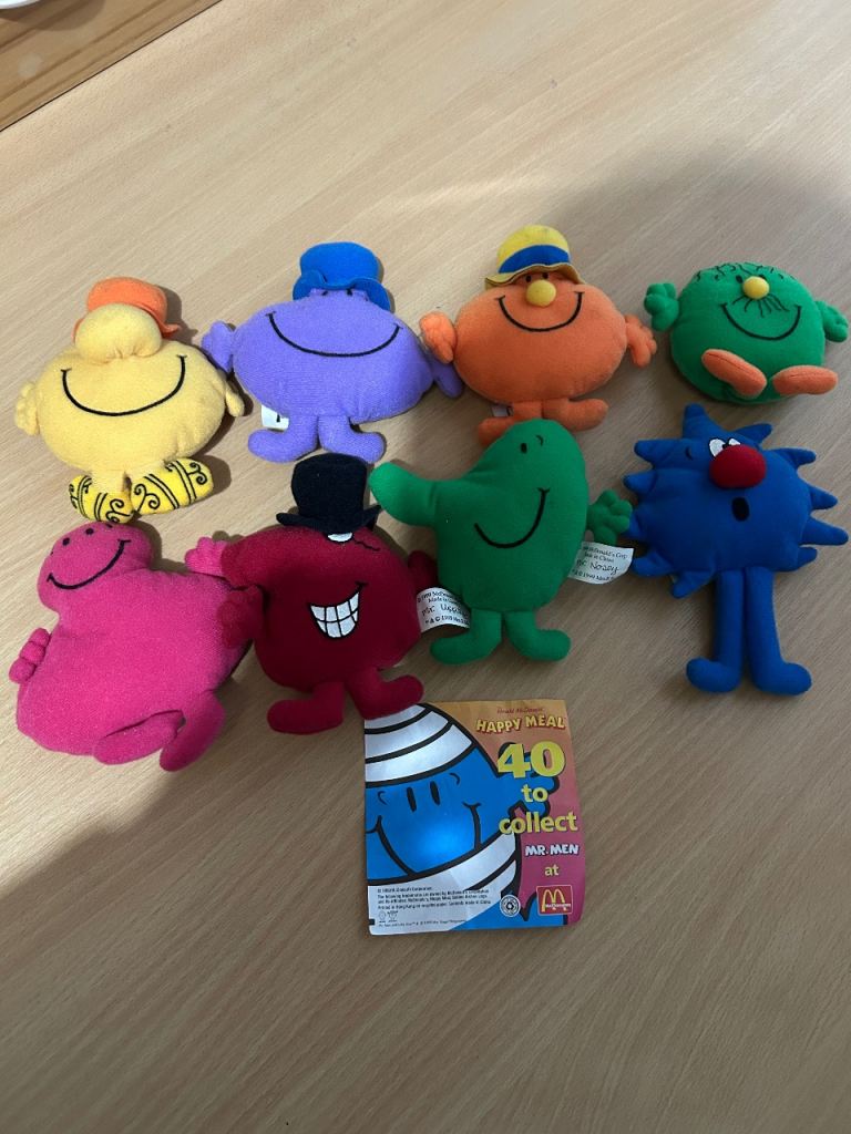 1999 McDonald's Mr. Men Plush Toys - Set of 8