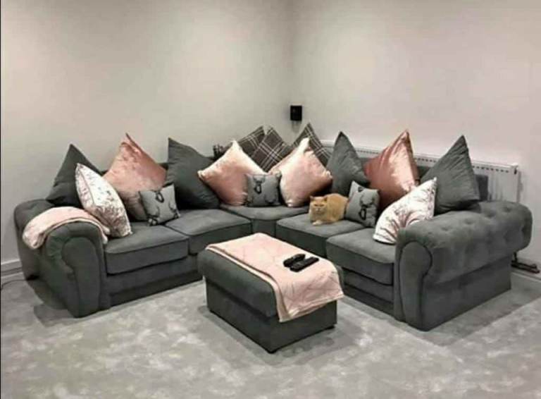 Verona 3&2 Seater Sofa Set Chenille Fabric Grey Available/Next Day Delivery/Call Us NOW
