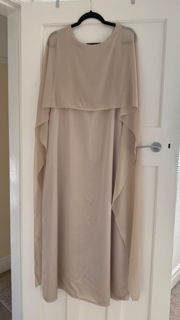 Beige Cape Sleeve Maxi Dress