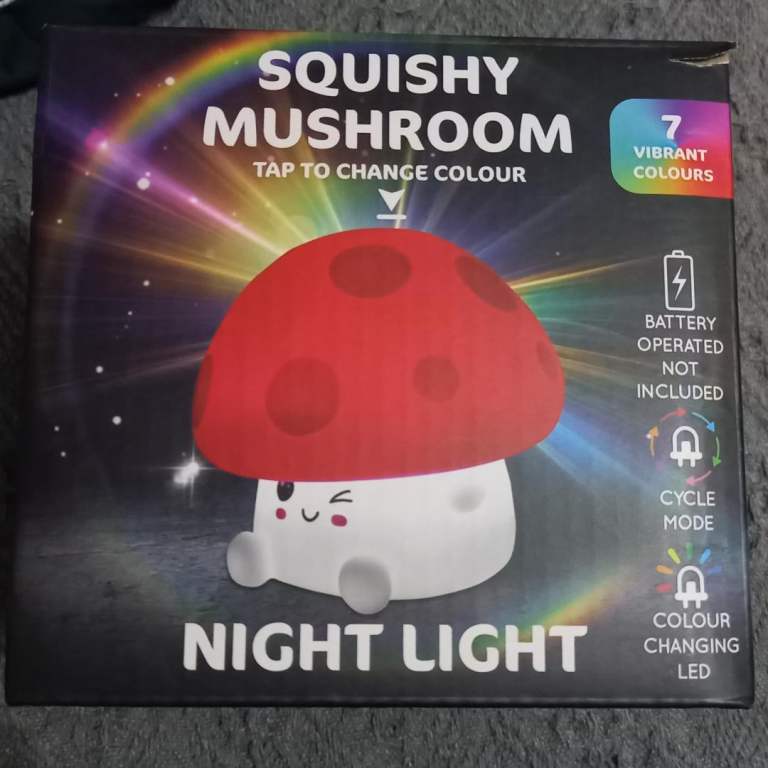 image for Squishy Mushroom Night Light 7 Colour Changing LED Bedroom/Desk Lamp