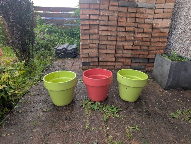 3x Colourful Plant Pots 