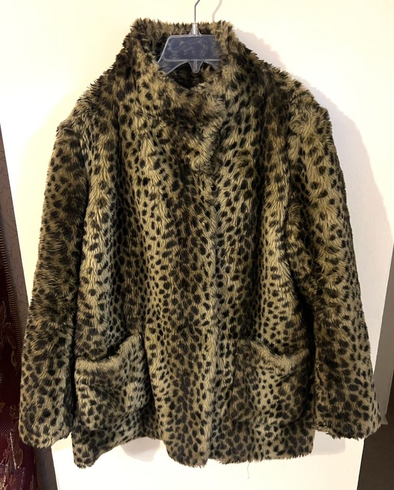 ASOS Leopard Print Faux Fur Coat Size Uk 10