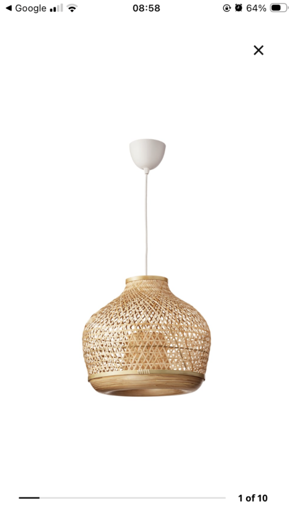 IKEA MISTERHULT pendant bamboo ceiling lamp light shade