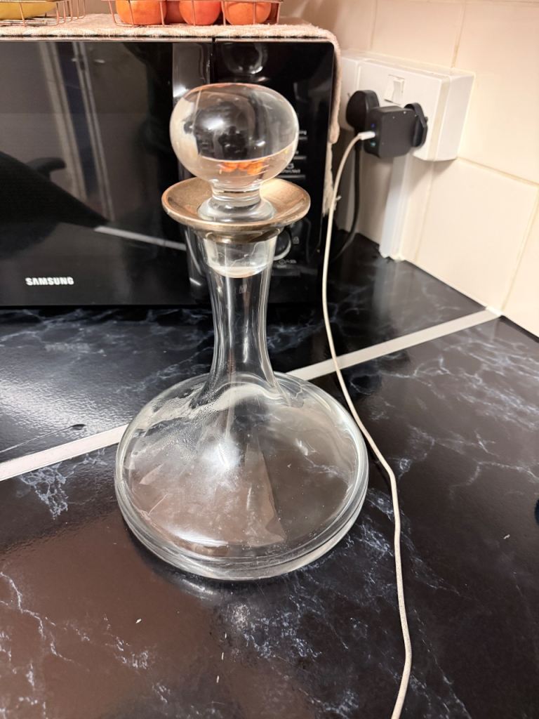 Broadway & Co 925 Sterling Silver & Crystal Ships Decanter