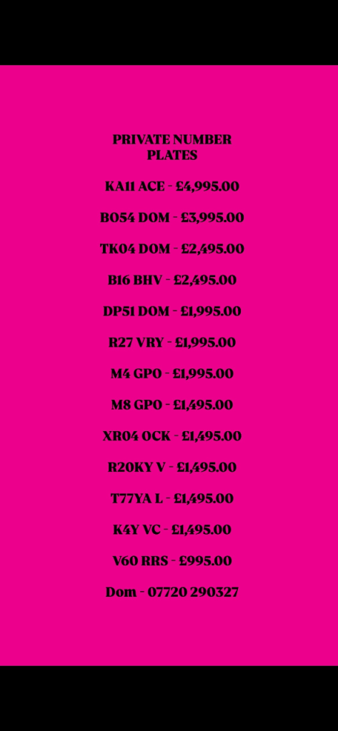 PRIVATE NUMBER PLATES