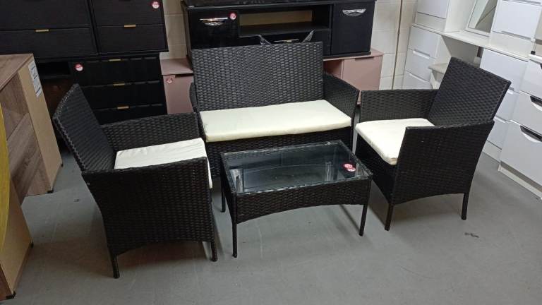 Black Polyratten Garden Set 4 piece 