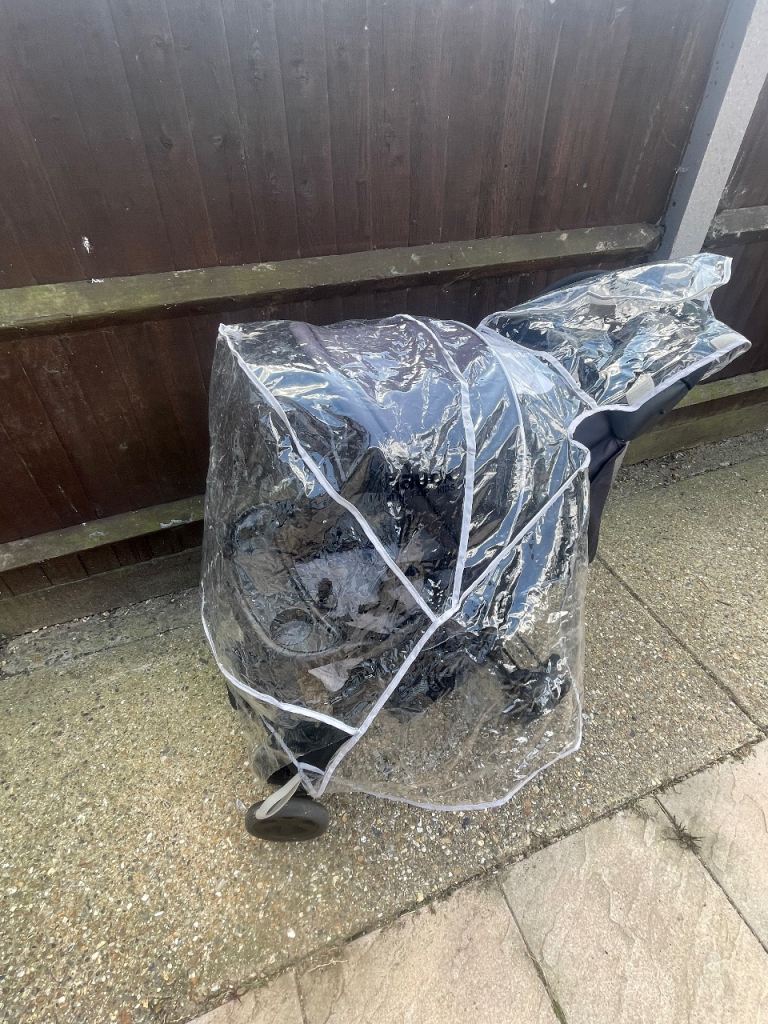 Black Baby Pushchair with Rain Cover – Good Condition