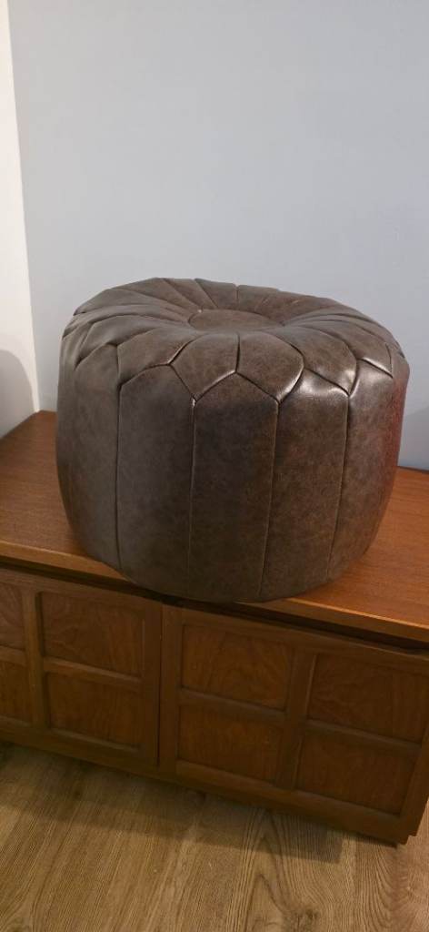 Dunelm Moroccan Stitched Pouffe - Tan Faux Leather - Brand New with Tags
